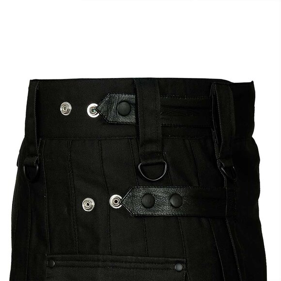 Black Utility Kilt with Adjustable Leather Straps – Traditional Men’s Wear - Picture 6 of 8